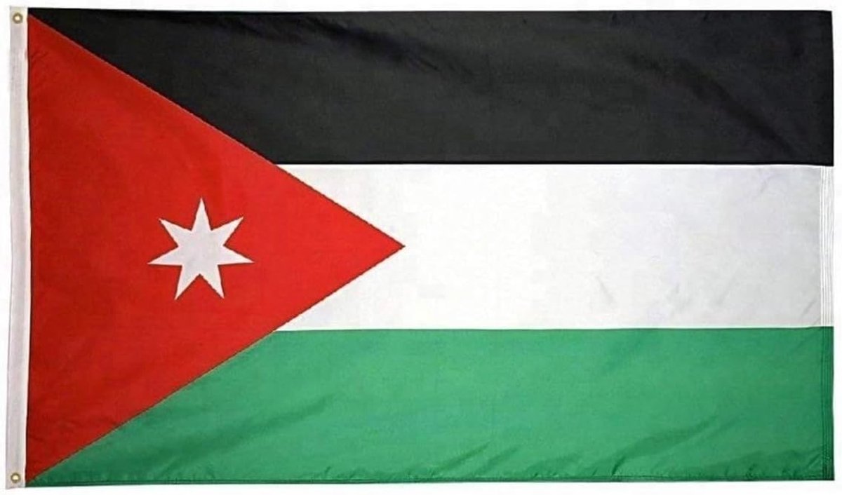 Vlag Jordanië 90x150 cm - polyester - met ophangringen - ideaal voor decoratie - SnelShoppen