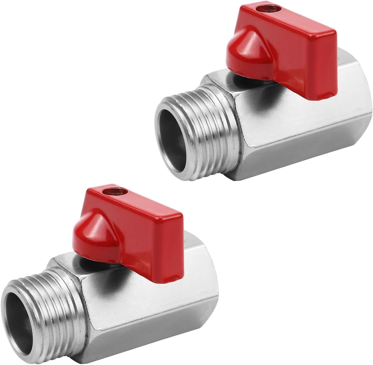 2 stuks afsluitkraan 1/2 inch, mini-kogelkraan 1/2 inch, voor buisaansluiting