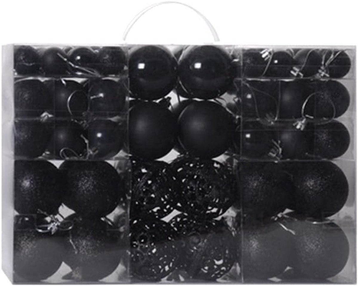 Kerstboom Kunstkerstboom Hot Koop 100 Stuks Kerstbal Ornamenten Xmas Tree Ball Bauble Hanging Home Party Ornament Decor Solid Box Groothandel (Color : Black)