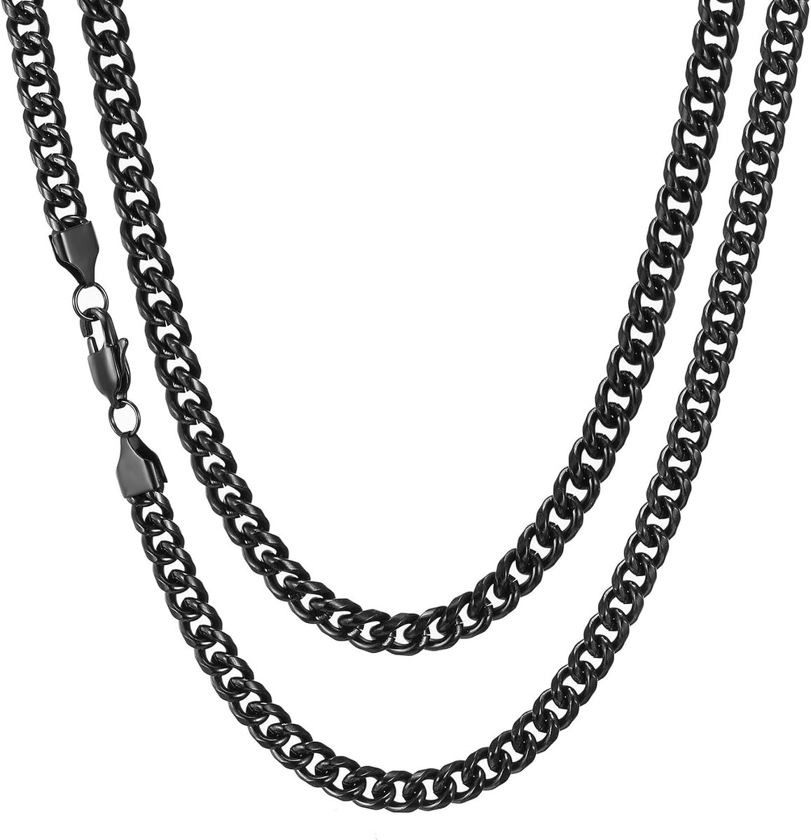 Ketting voor Heren Zilver/Goud/Zwart Cubaanse Herenketting Roestvrij Staal Klassieke Pantserketting 3/4/5/6/7/8mm Hip Hop Halsketting Lengtes 45-65cm Sieraad Cadeau voor Mannen Dames