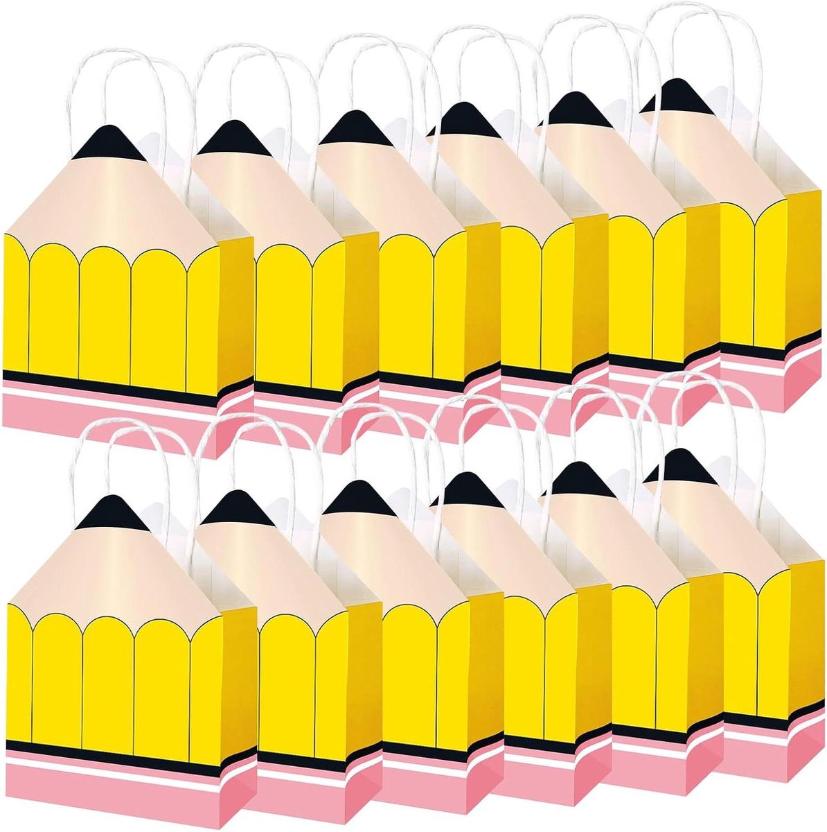 Verrassingszakjes School - Cadeautasjes Papier - Klaslokaal Inrichting - Met Handvat - 12 stuks - Helder