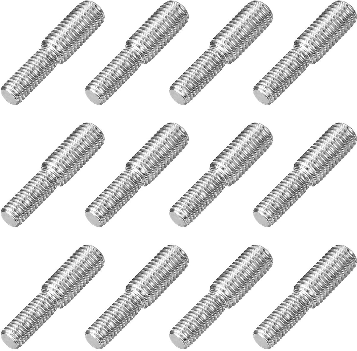 M8 x 20 mm tot M10 x 20 mm dubbelzijdige schroefdraadbouten, 12 stuks 304 roestvrij staal schroefdraad verloopadapter voor meubelmachinemontage bevestigingselement