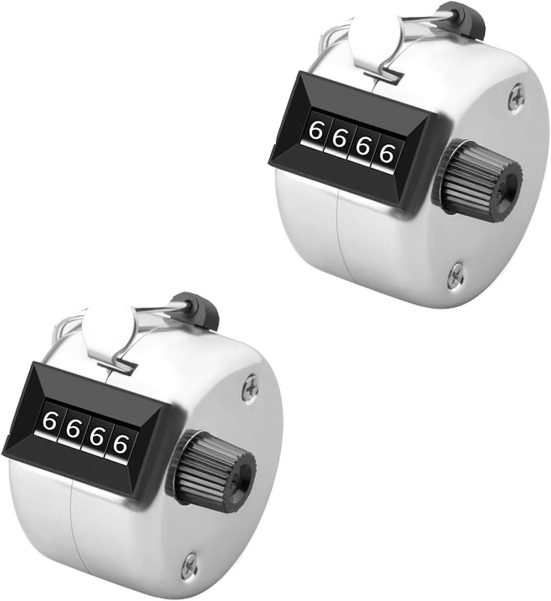 2 stuks handtellers, 4-cijfers, mechanische klikteller, metalen clicker, teller voor inventure, marketing, fitness, sport, training, school