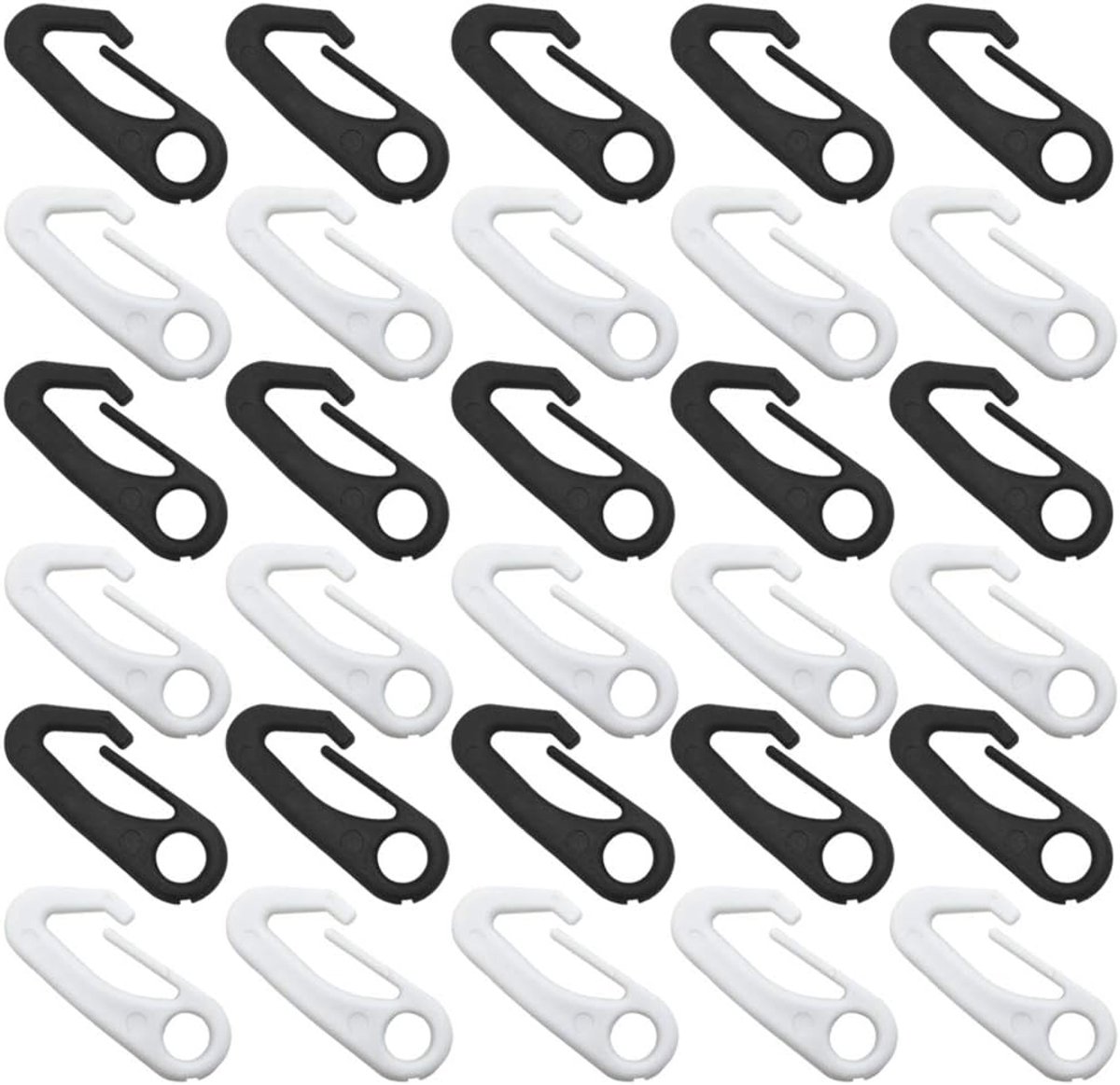 30 stuks nylon vlaggenmast snap clips, vlaggenmast karabijnhaak bevestiging hardware - zwart, wit