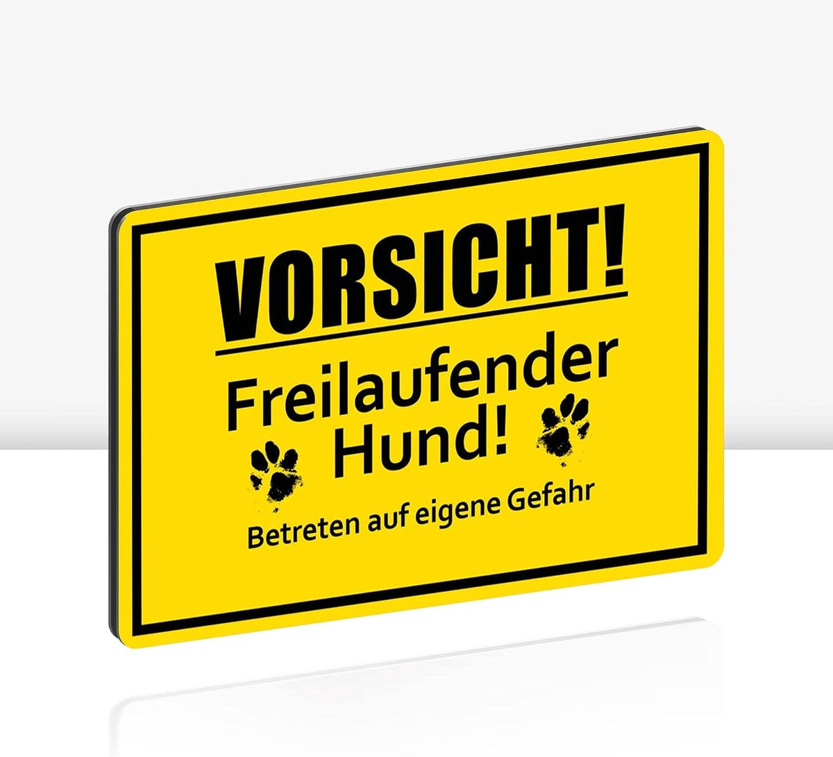 "Vorsicht! Freilaufender Hund!" Waarschuwingsbord | Stevig 3mm aluminium composiet als 30x20cm bord met UV-bescherming voor buiten