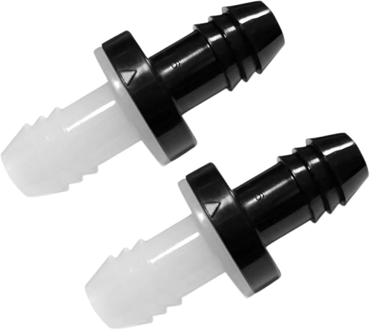 Valves, twee 10 mm (3/8 inch) wegwerp-terugslagventielen ter voorkoming van de terugstroom van gas of vloeistof, geschikt voor leidingssystemen in campers en kampeerders