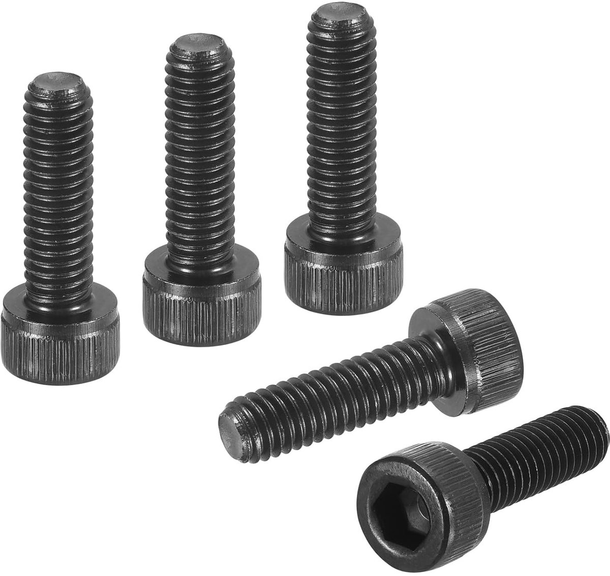 Schroeven, 25 stuks, goed voor racefiets, mountainbike, auto, metrische zeskantschroeven van koolstofstaal, zwart