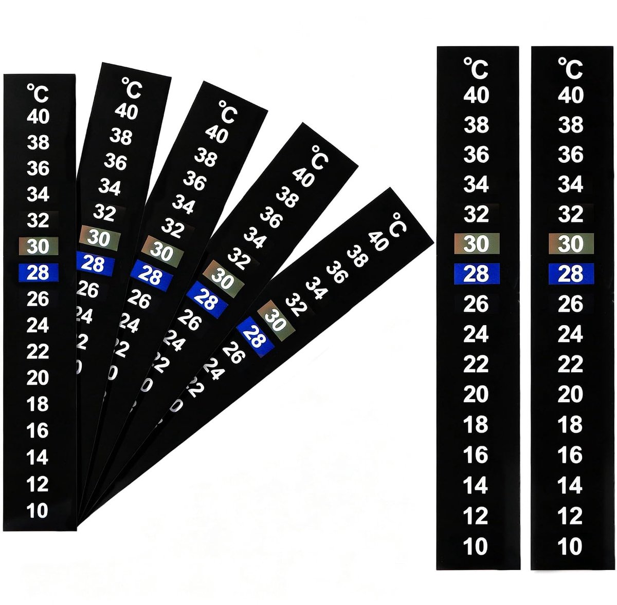 12 Stuks Aquariumthermometer Zelfklevende Aquariumthermometer 10-40 ℃ Digitaal Watertemperatuurstickers voor Het Houden van Schildpadden Reptielen en Siervissen (Zwart)