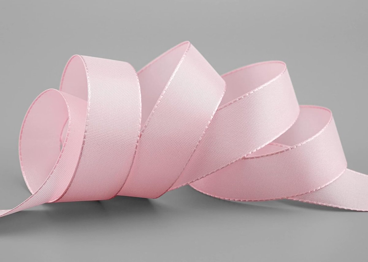 50 m x 25 mm taftlint, lichtroze, decoratielint, cadeaulint, stoffen lint, tafeldecoratie, bruiloft, Pasen, lint, visco taft, kaartenontwerp, knutselen