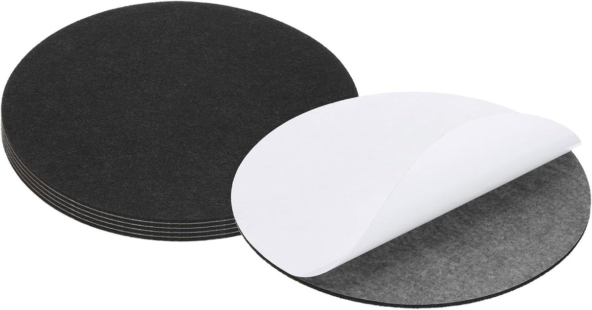 9 inch diameter lampvoet vilt, 6-pack 3mm dikte rond zacht zelfklevend antislip anti-kras vilt voor lampen meubels DIY knutselwerk, zwart