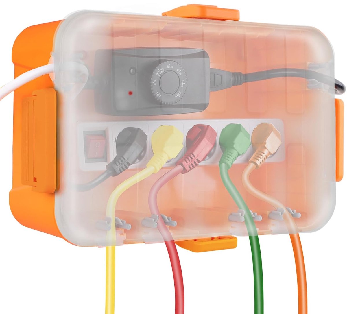 Waterdichte veiligheidsbox met transparant deksel, extra groot, IP54 (32 x 22 x 13 cm), voor buiten, weerbestendig, beschermbox, kleur: oranje