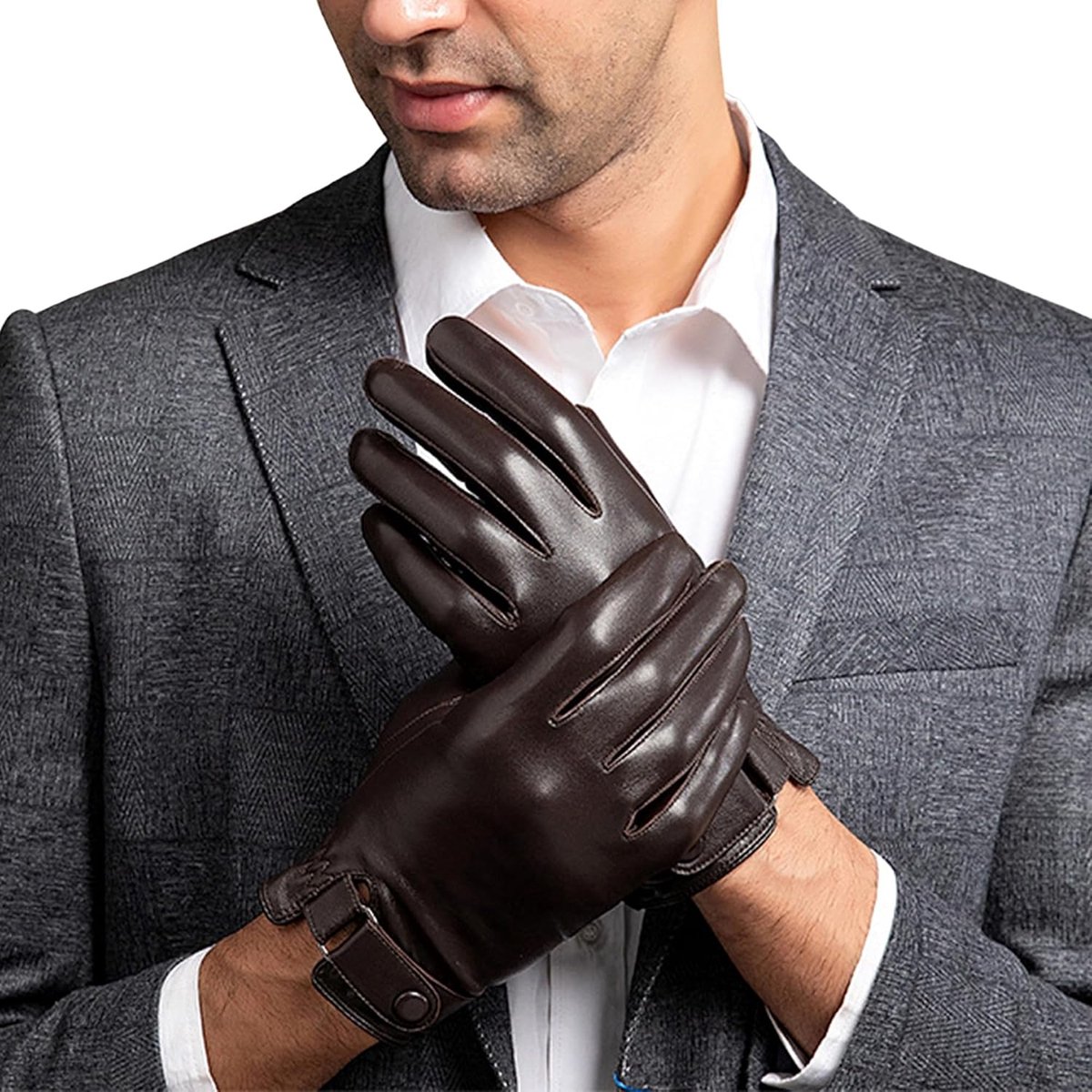 Handschoenen,Leren Handschoenen Synthetisch Wollen Voering,Herfst en Winter PU Plus Fluwelen Verdikking Handschoenen