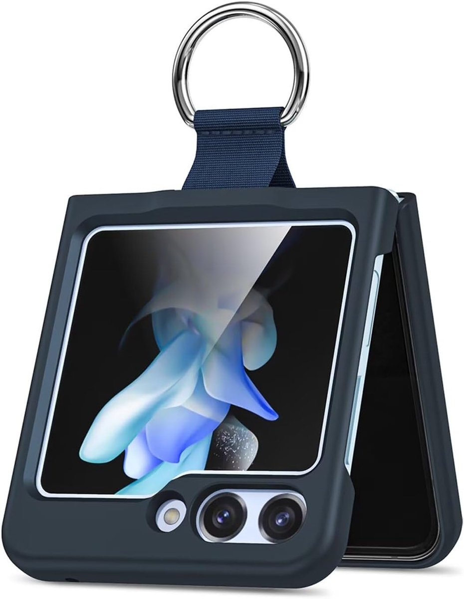 Hoesje voor Samsung Galaxy Z Flip 7 5G (Z Flip7 5G), lichtgewicht en antislip beschermende harde PC schokbestendige ultradunne matte telefoonhoes met ring (blauw)