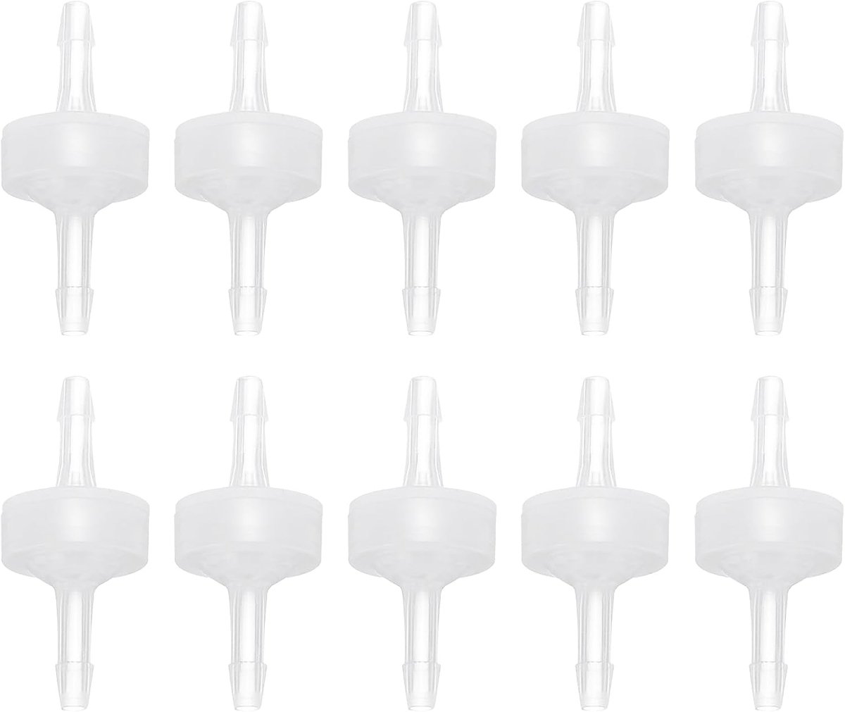 10 stuks terugslagventielen, 1/8 inch (3 mm) diameter buisverbindingen in één richting van PP-kunststof voor gas, vloeistof, lucht, water, tankpomp