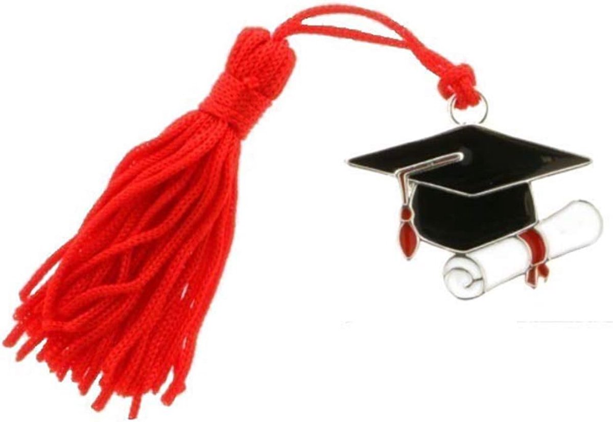 12X ZAMA hanger vleugje zwart LAUREA 4cm met kwast bonbonnière