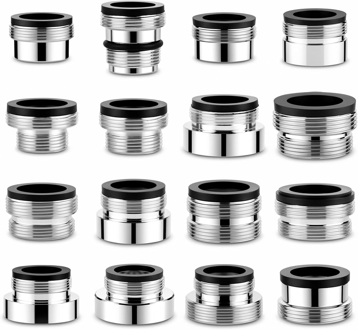 16 stuks kraanadapterset met afdichtingen - als kraanadapter, adapter kraan tuinslang, universele schroefdraadadapter voor waterfilter, keuken, wastafel en buitendraad