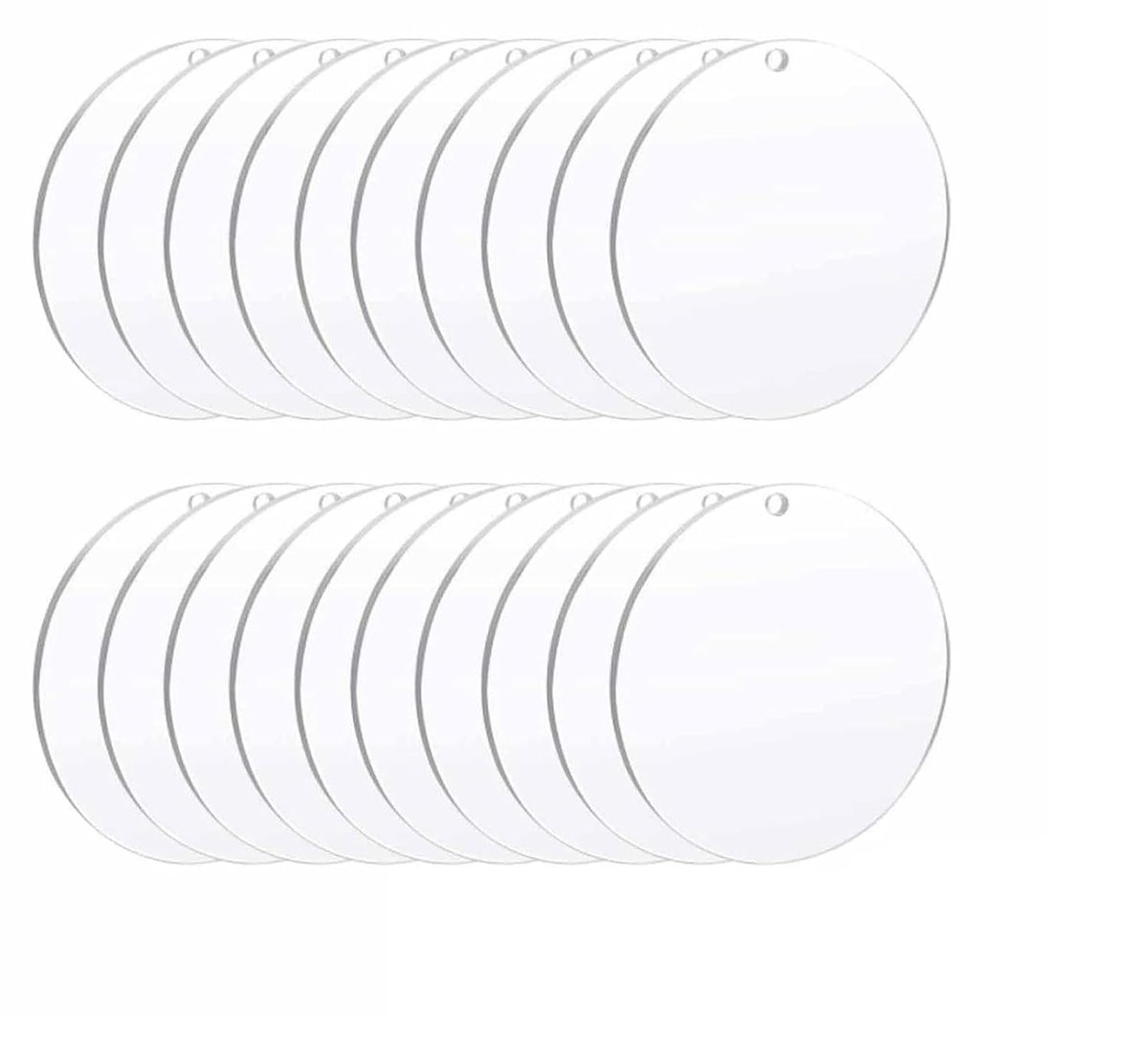 20 stuks acrylschijven, transparant, rond, heldere acrylplaat, ronde acrylschijf, geschikt voor het maken van decoratieve hangers en presentatie van producten (5 cm)