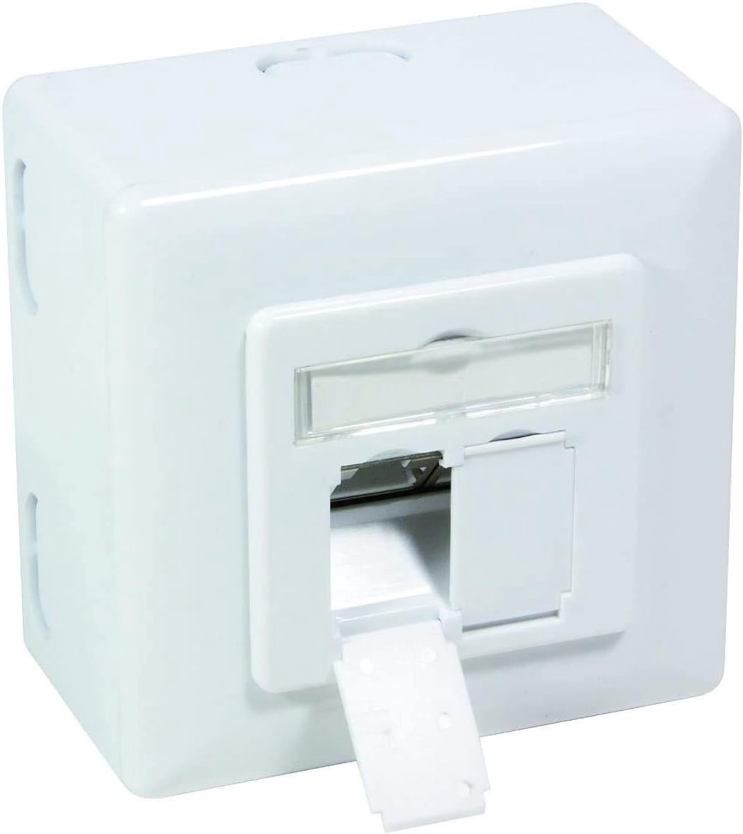Inbouwdoos, netwerkdoos, CAT6, universeel, LAN, combidoos, opbouw of inbouw, Gigabit netwerk, gegevensdoos RAL9003, wit, voor installatiekabel Cat.5, Cat.5e, Cat.6, Cat.6a, Cat.7, Cat.7a, CAT.8