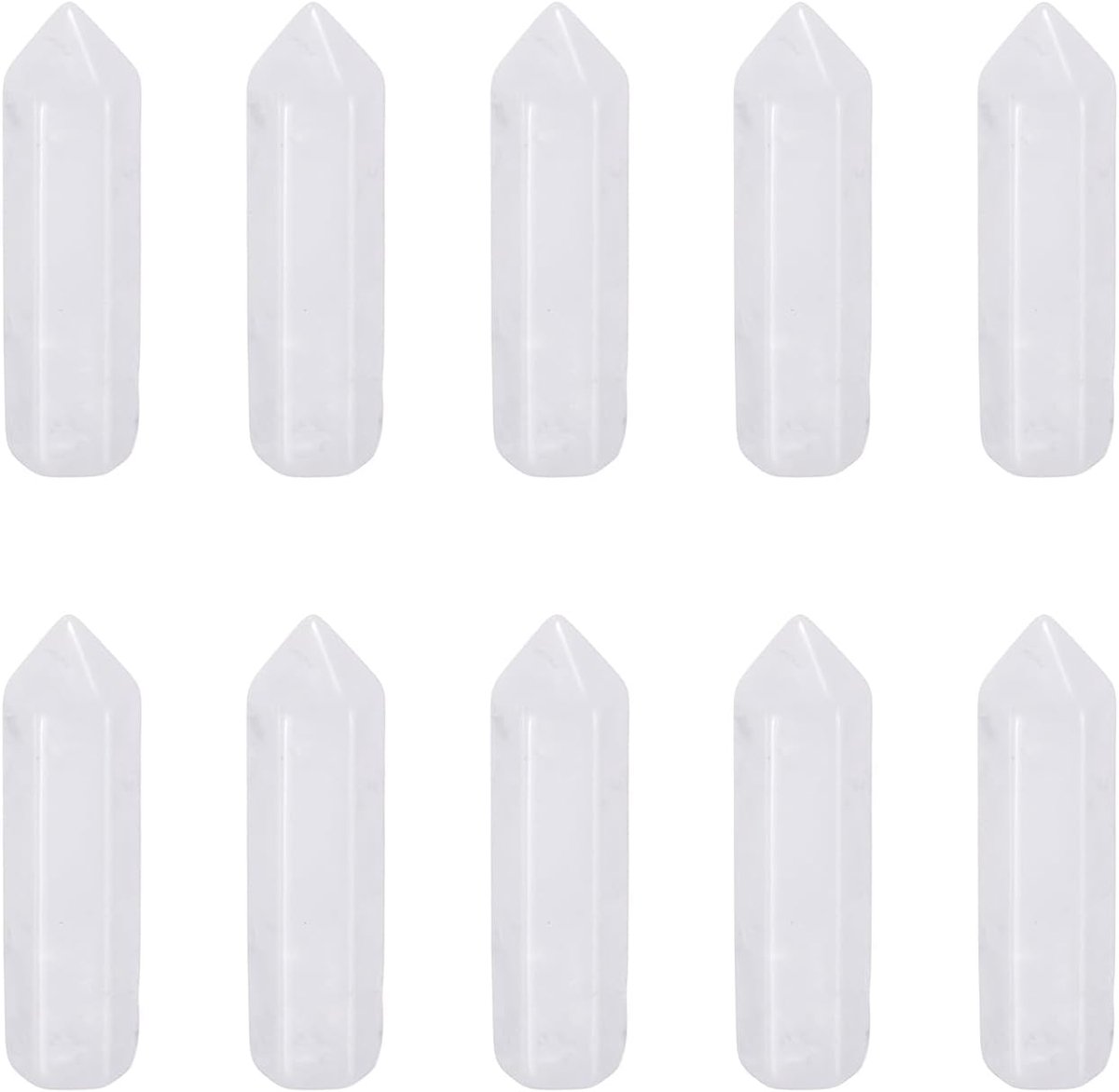 10 kristallen staafjes, natuurlijk transparant kwartskristal, zeshoekig, voor chakra, meditatie, woondecoratie, verzameling van ruwe stenen, 33 x 8 mm