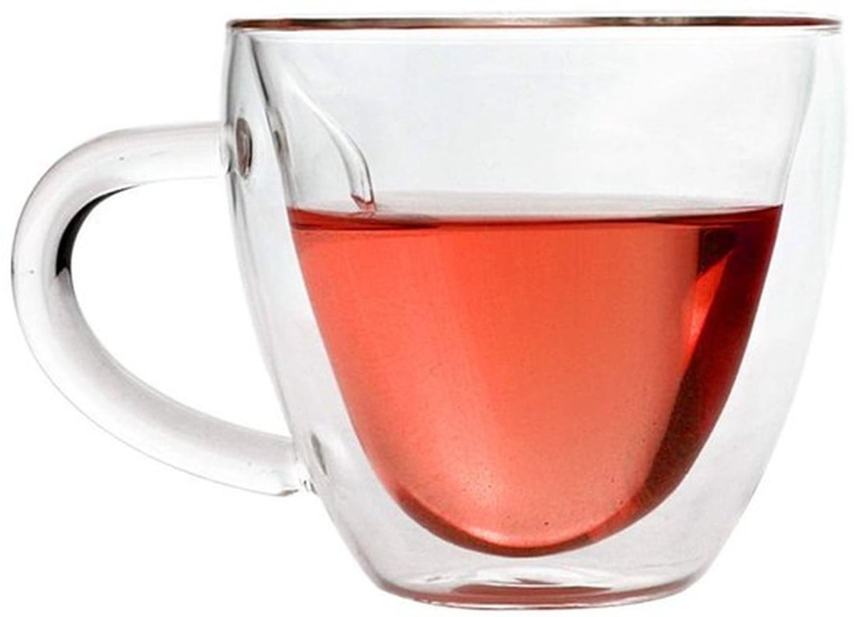 Hartvormige Dubbele Muur exclusieve Glas Koffie Cups of Thee Cups ondertekend Clear Melk Cup Thee Cup met Handvat 180ml of 240ml, Zwart, 2#, Koffie beker