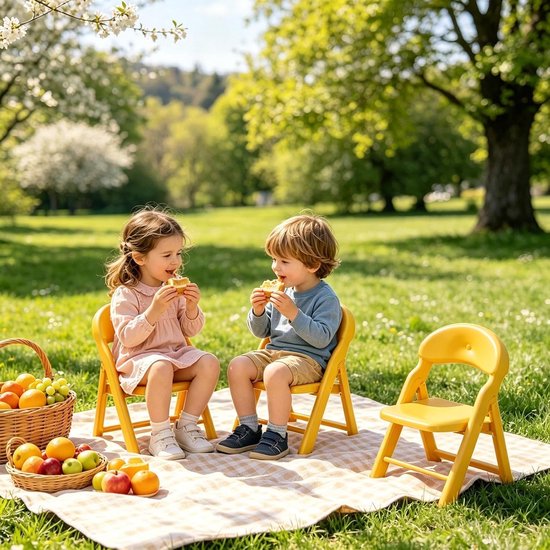 Opvouwbare Kinderstoel - Inklapbare Stoel Kinderen - Comfortabel Zitten - Stevig Schudvrij Frame - 66 x 10 x 66 cm — afbeelding 3