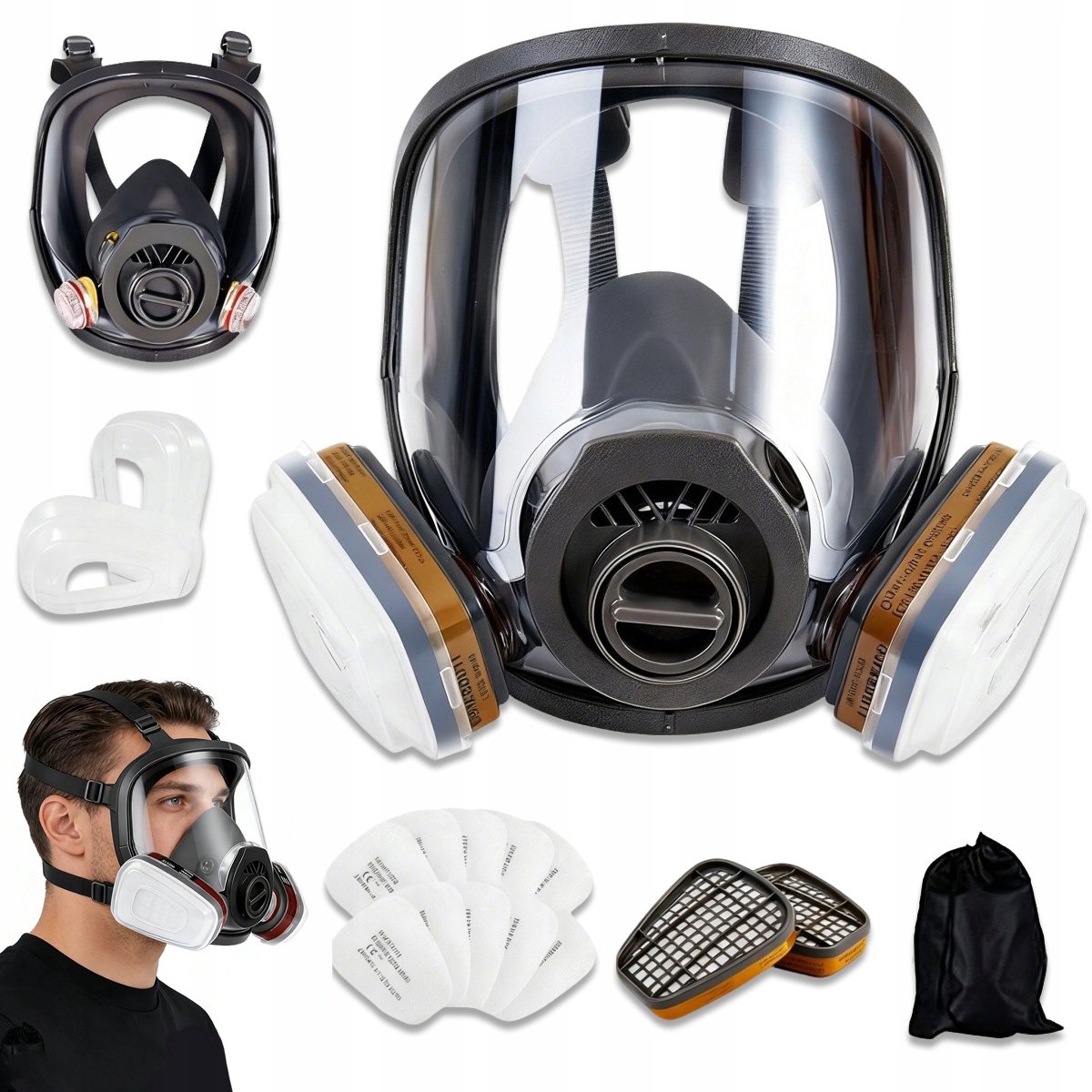 Merkloos Merkloze Volledige Gezichtsmasker met Dubbel Filter voor Ademhalingsbescherming
