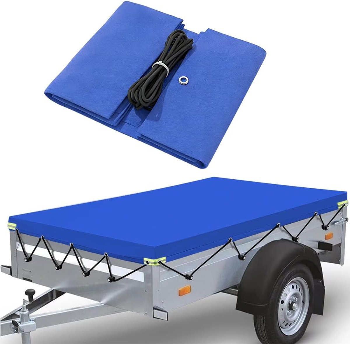 Trailerzeil 207 x 114 cm - waterdicht - met oogjes - ideaal voor aanhangwagenbedekking - ShopVlot