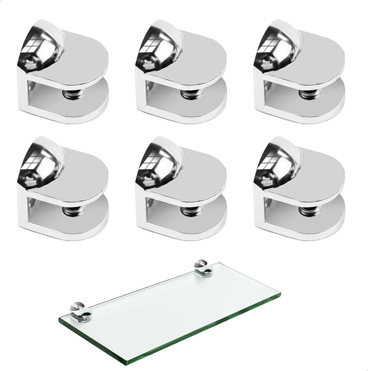 Glasklemmen 6 stuks - Zinklegering - Verstelbaar - Voor 8-12 mm glas - ShopVlot