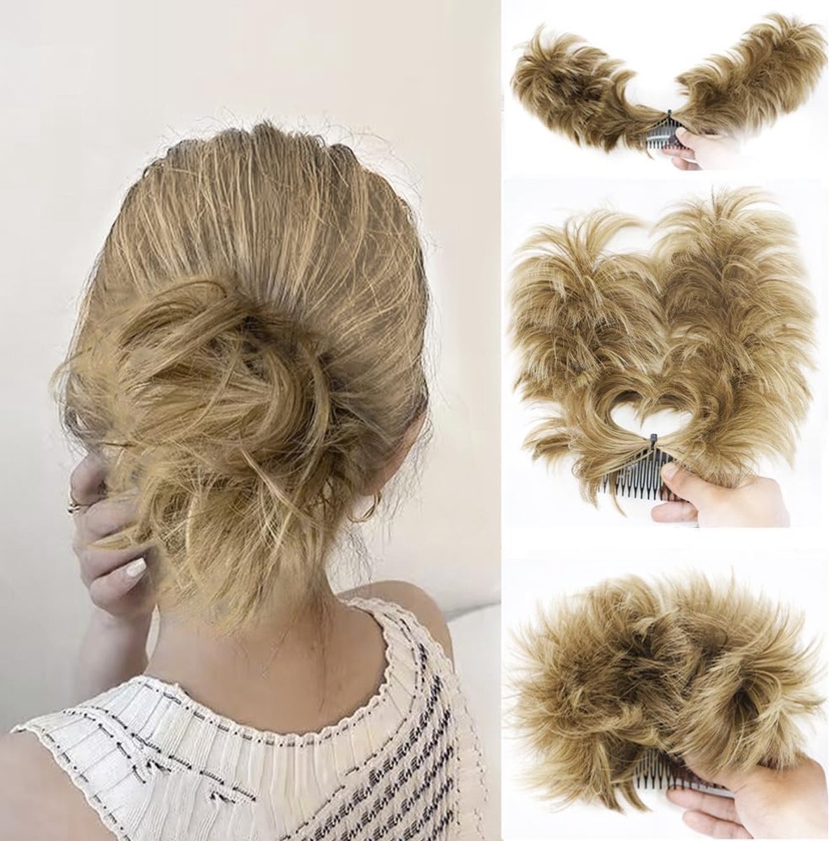 Haarstuk Messy Bun - Korte Ponytail - Rood (27/613) - Stabiele Haarkam - Natuurlijke Look in Minuten - ShopVlot