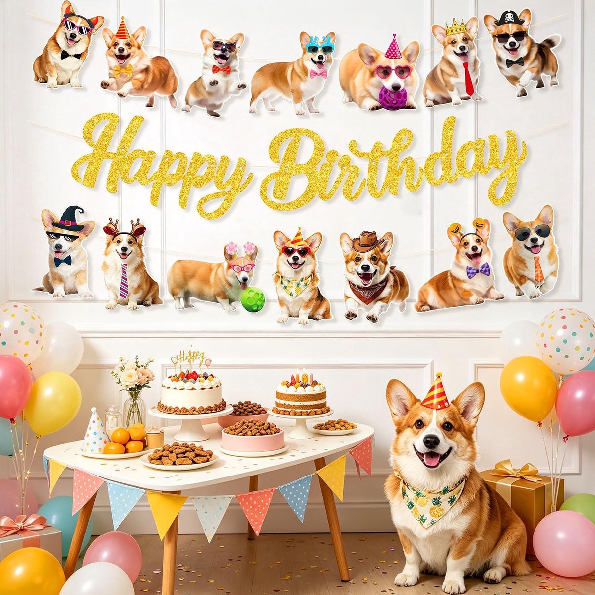 Corgi verjaardagsfeest spandoek corgi verjaardagsversiering hondenbanner | corgi verjaardagsfeest spandoek corgi verjaardagsversiering hondenbanner huisdier welp babyparty uitrusting
