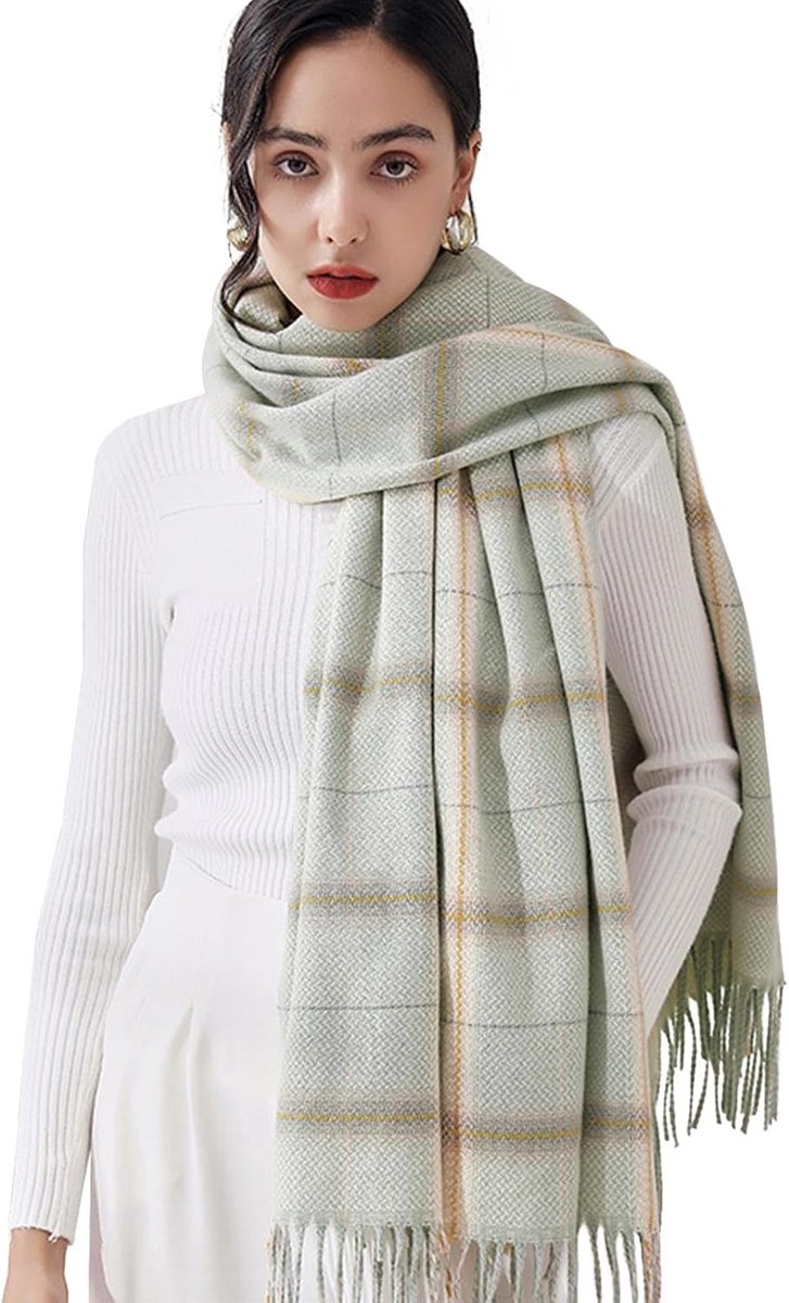 Sjaal voor dames, wintersjaal voor dames, warme wintersjaal, uniseks sjaal, wintersjaal, 70 x 200 cm, sjaals voor dames en winter, Groen, 70 x 200 cm