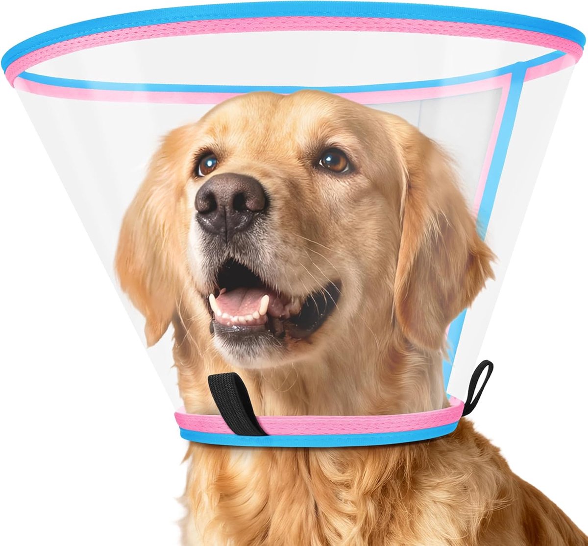 Hondenkraag, Transparante Kunststof Beschermkraag Tegen Likken, Verstelbare Hondenhalskraag, Ademende Herstelkraag voor Honden, Elizabethaanse Kraag voor Huisdieren (Maat 3, Roze)