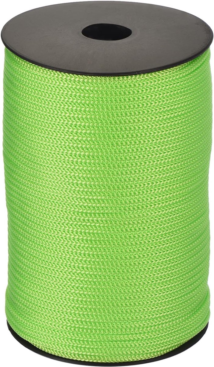 Touw, gevlochten touw, 100 m nylon touw, holle utility koord voor waslijn, kamperen, wandelen, outdoor, fruitgroen
