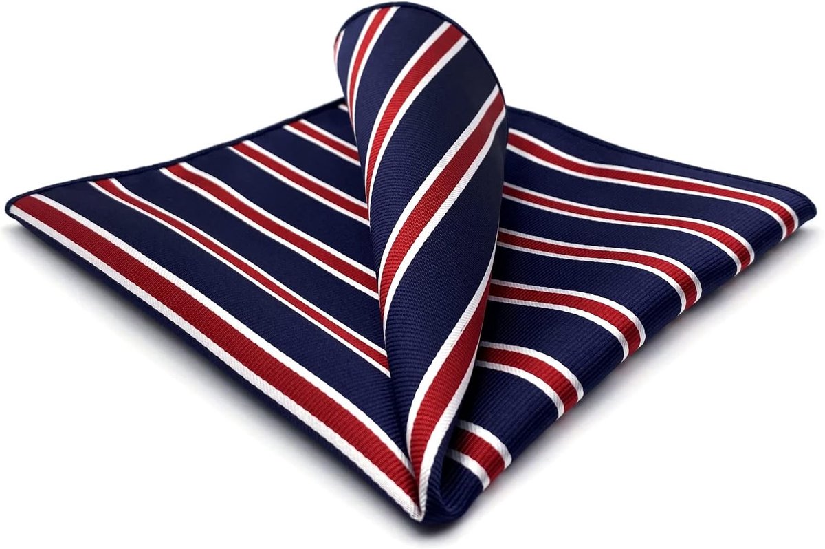 SHLAX&WING Gestreepte pochet voor heren colbert blauw en rood Pochetten voor heren