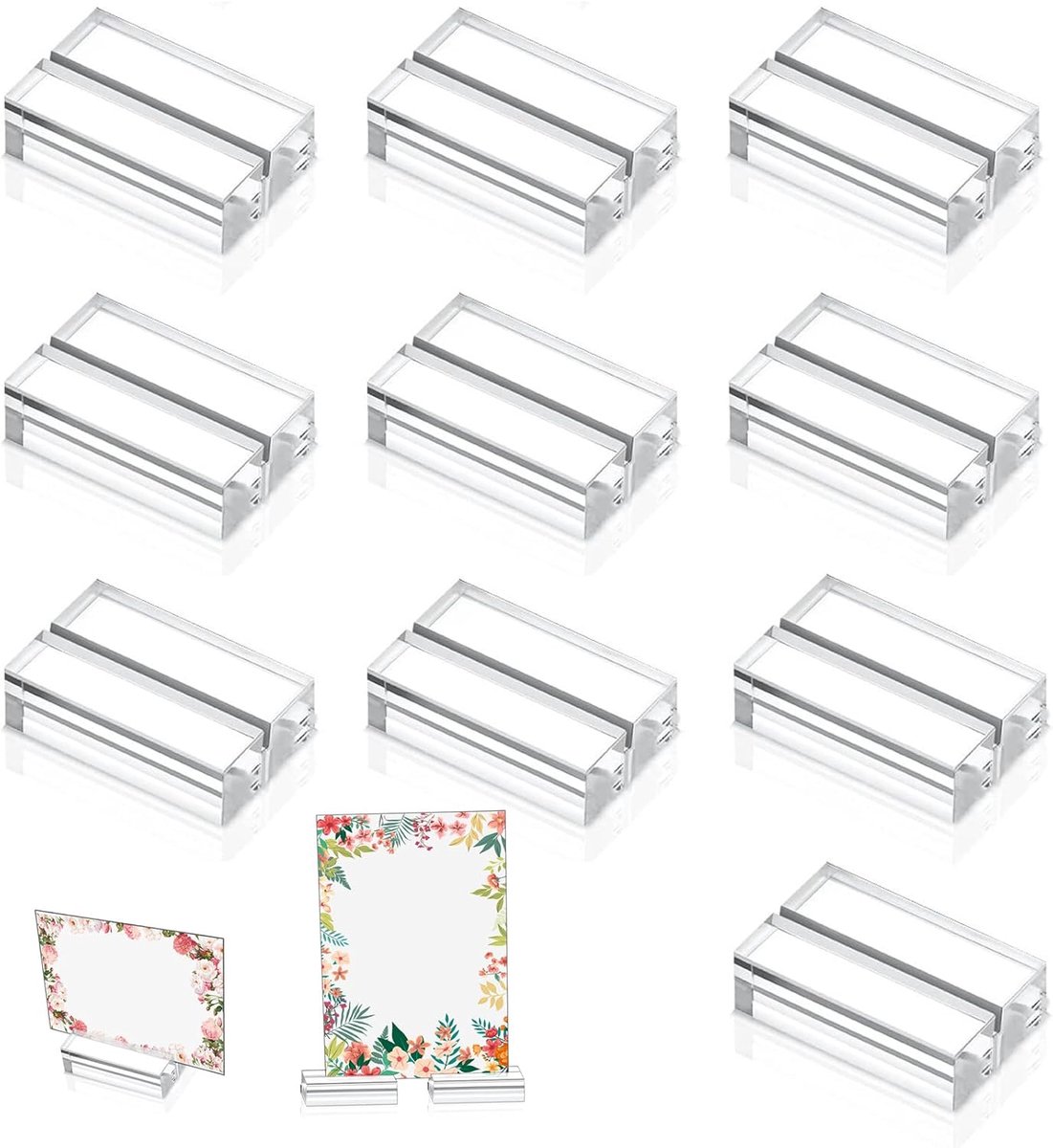 10 Stuks Acryl Plaats Kaarthouders, Trouwbord Houder met Kaartsleuf, Perfect voor Trouwfoto, Restaurant Menu, Kantoor Notities, Compact en Stijlvol Tafelnummer Houder