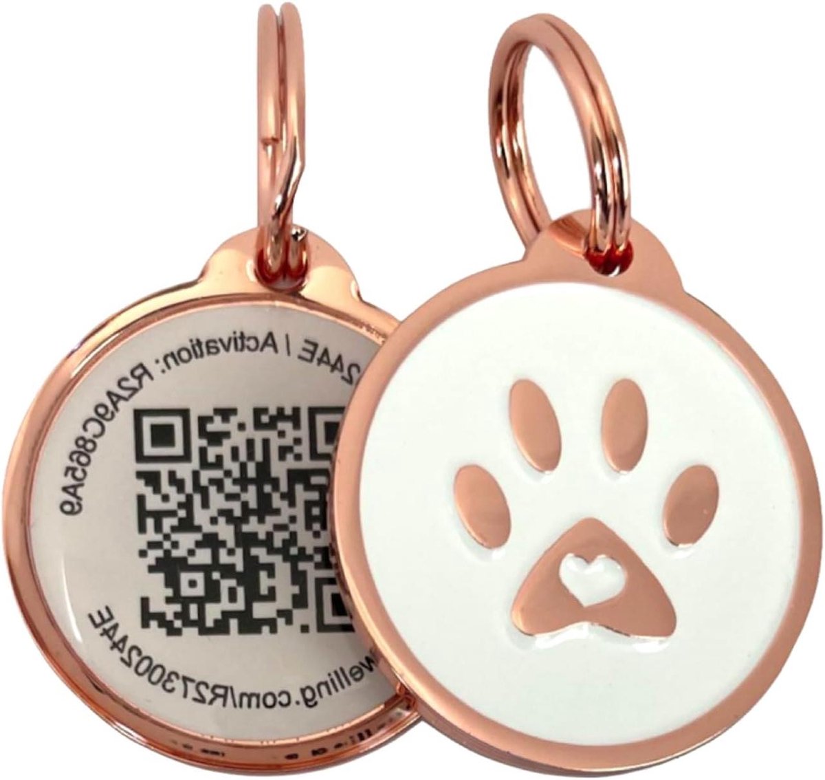 Huisdier ID Tag - Hondenpenning Kattenpenning - Huisdier Traceren - QR Code Profiel - 29 mm Diameter - Wit