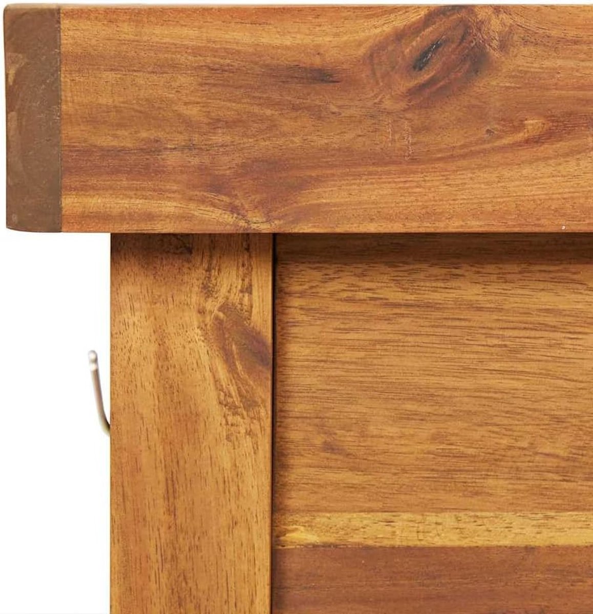 Houten Oppotbank met Zinken Blad, Tuinwerktafel van Massief Acaciahout, Opbergplank voor Oppotbenodigdheden