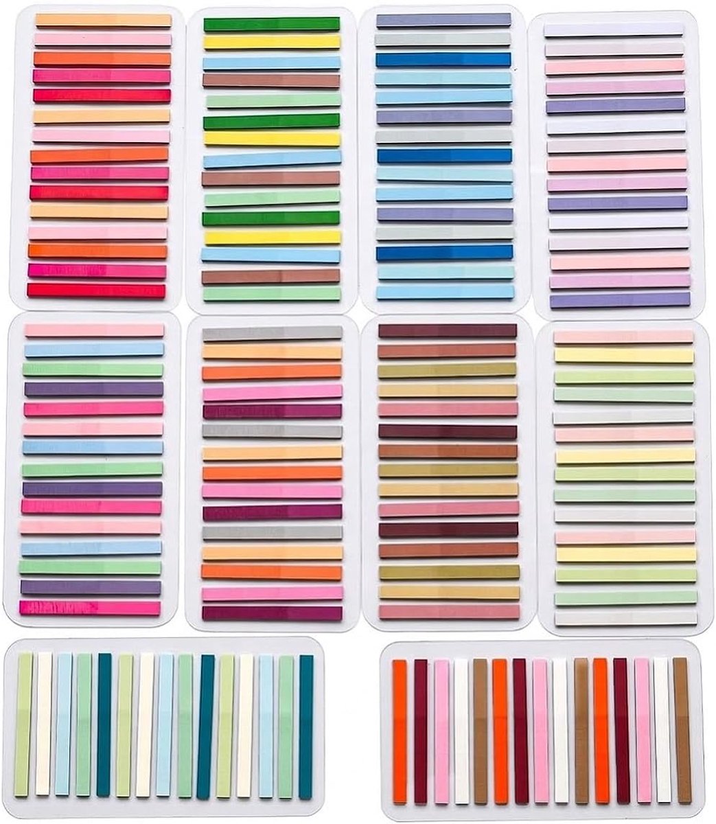 3000 Stuks Plaknotities (10 Blokken), Lange Transparante Indexstrips in Kleuren, Dunne Bladwijzers voor het Markeren van Tekst, Zelfklevende Notitieblokjes voor Kantoor, School en Boeken