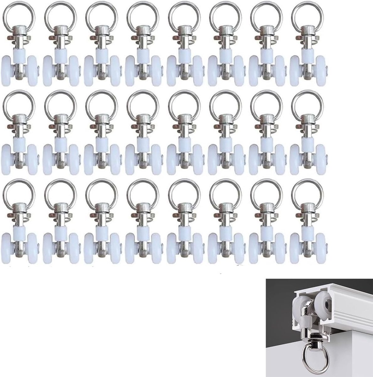 Gordijnrollen 30 stuks - Robuuste metalen looprollen - Voor slaapkamer- en douchegordijnen - Hoog draagvermogen - ShopVlot