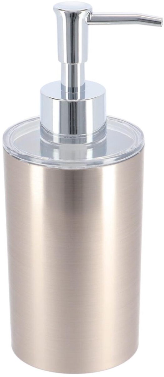 Tendance zeeppomp / zeepdispenser Monaco - zilver - 330 ml - rond - kunststof - metaaleffect