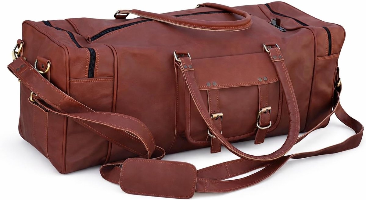 Duffle Bag Groot - Leer - Handgemaakt - Perfect voor Weekenduitjes - ShopVlot
