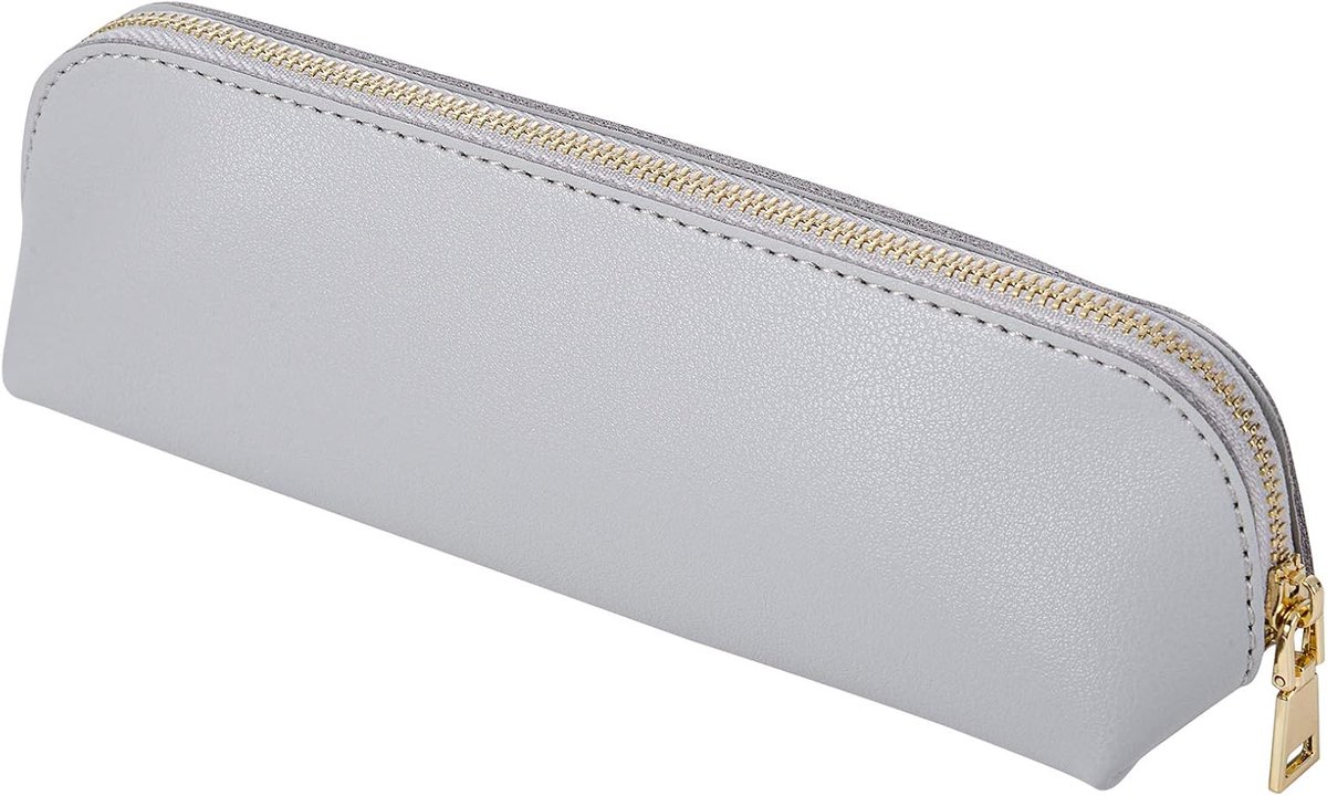 Pennenzak kleine 19x5.5 cm - PU leer grijs met wolken - trendy ontwerp - ideaal voor onderweg - ShopVlot