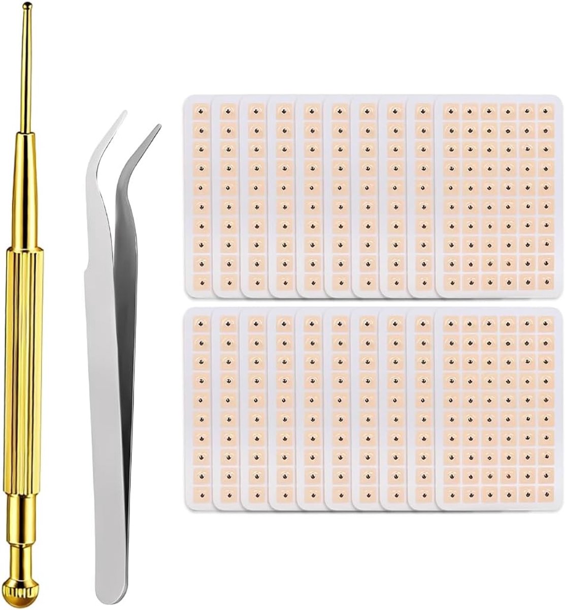 Disposable oorpleisters 1200 stuks - roze papier - met 1 koperen probe en 1 pincet - ideaal voor acupressuurmassage - SnelShoppen