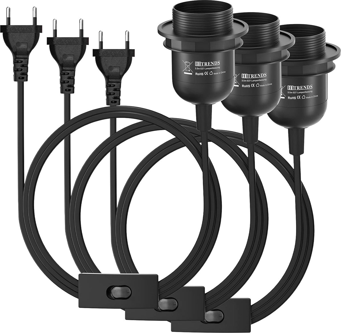 E27 Fitting met Schakelaar - E27 Fitting met Stekker - 3 m Kabel - Geschikt voor LED Lampen - SnelShoppen