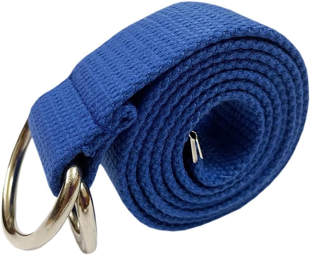 gevlochten canvas riem 113cm - dubbele zilver metaal D-ring gesp - uniseks - stijlvol accessoire - SnelShoppen