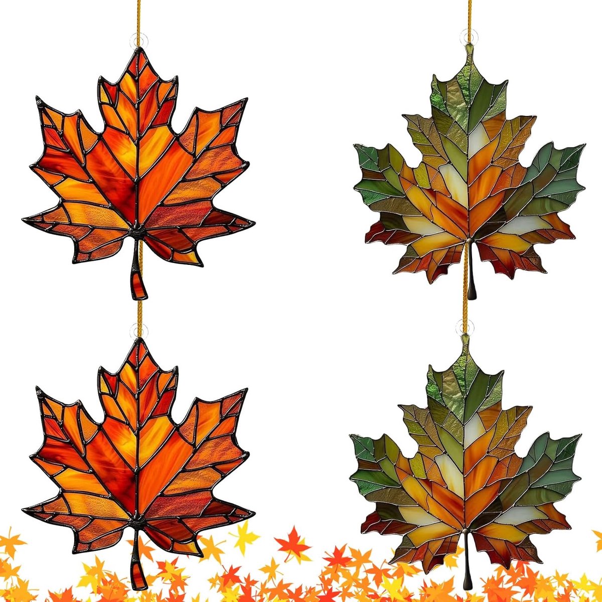 Acrylhangers esdoornblad set van 4 - Gekleurde 2D-herfstdecoratie - Voor ramen en muren - SnelShoppen