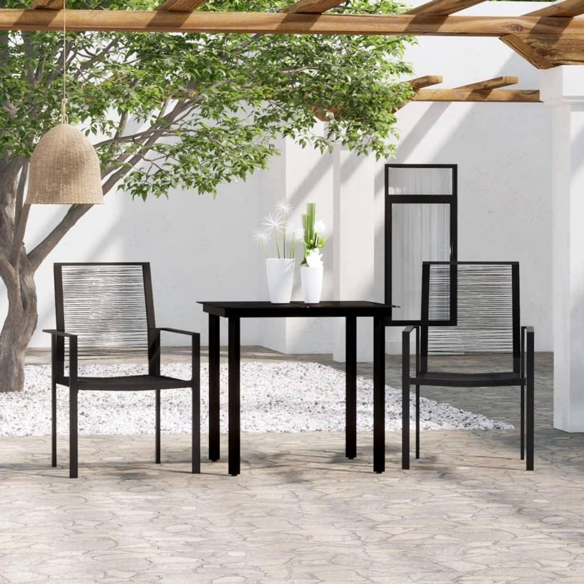 Tuineetset 3-delig - Buitenmeubilair Tuinset - Buiten Eten - Gepoedercoat Staal - 80 x 80 x 74 cm - Origineel