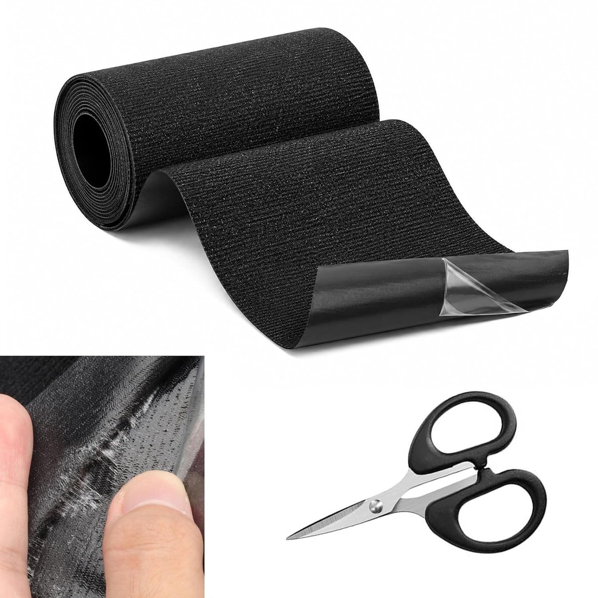 Textiel reparatietape 10 cm x 2 m - Zwart - Zelfklevend - Voor stof en meubels - SnelShoppen