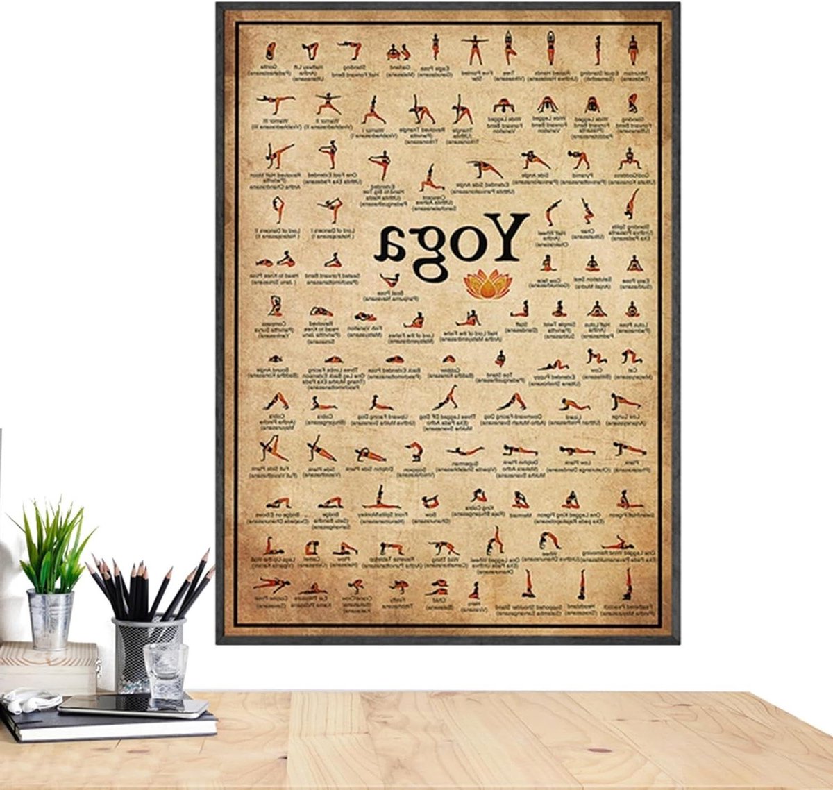 Yoga Houdingen Poster - Lichaamsflexibiliteitstraining Poster - Thuis Yoga Begeleiding - Visuele Instructie Lichaamshoudingen - 40 x 60 cm