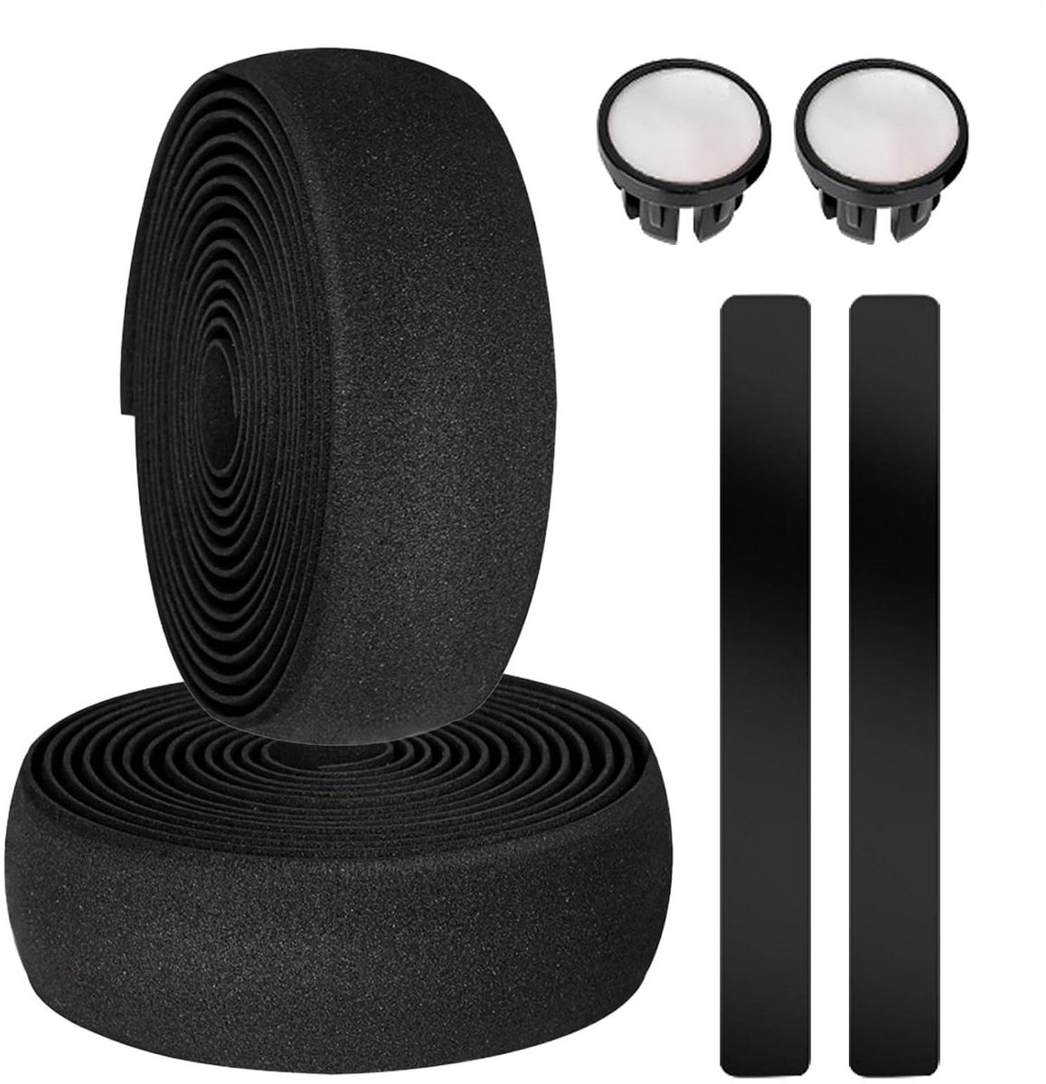 Stuurband Fiets - Gripband Racefiets - Comfort Verbeteren - Schokabsorberend Zelfklevend - 200 cm - Zwart